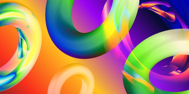 Minimalistischer 3D-Glasmorphismus Gradient-Overlay Hintergrund Geometrischer Kreis Glas-Effekt Banner-Design