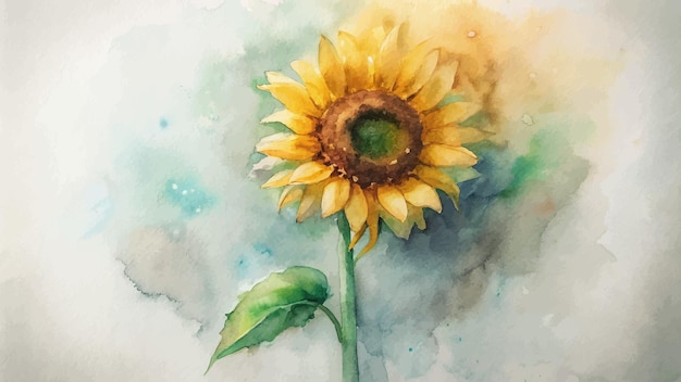 Vektor minimalistischer aquarell-hintergrund von sonnenblumen