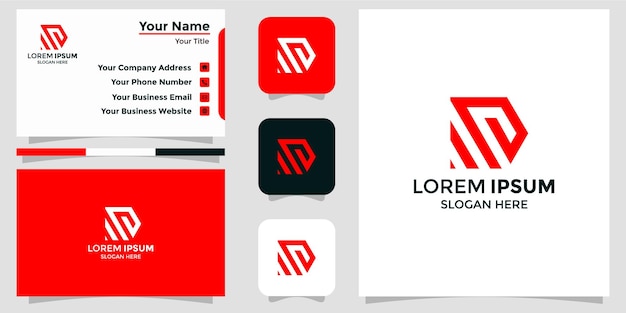 Minimalistischer logo-buchstabe p und branding-karte