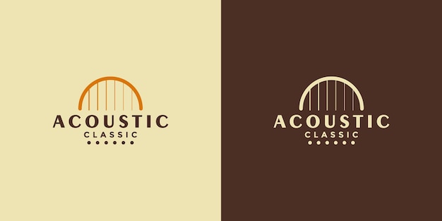 Minimalistischer vintage retro-stil akustikgitarre logo vektor