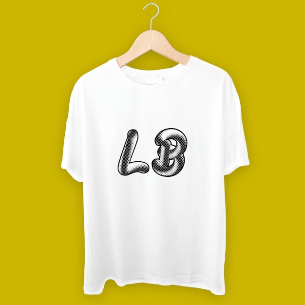 Minimalistisches Alphabet-T-Shirt-Design für kleine Unternehmen und Mockup für weißes T-Shirt
