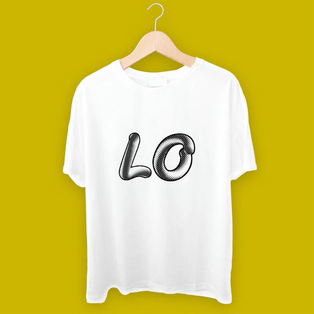 Minimalistisches Alphabet-T-Shirt-Design für kleine Unternehmen und Mockup für weißes T-Shirt