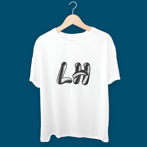 Minimalistisches Alphabet-T-Shirt-Design für kleine Unternehmen und Mockup für weißes T-Shirt
