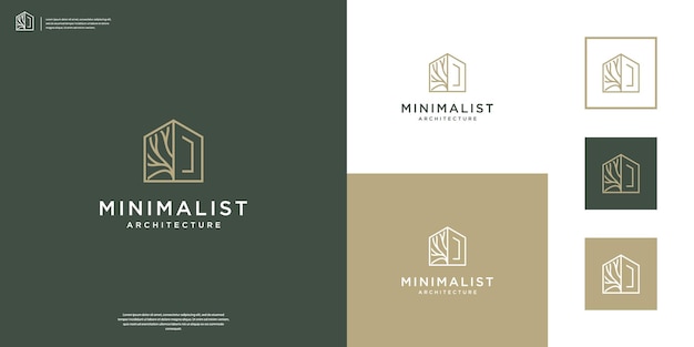 Vektor minimalistisches architektur-logo luxushäuser mit root-logo-design