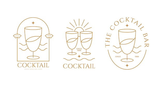 Minimalistisches cocktail- und bar-logo-set