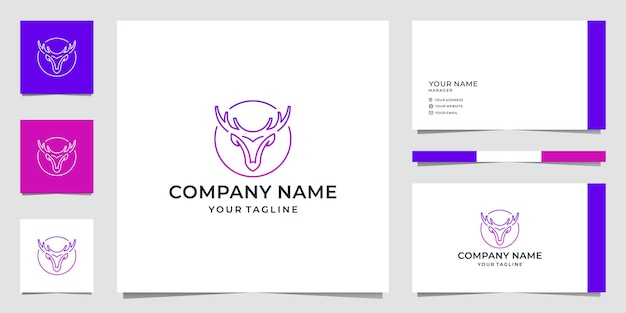 Minimalistisches deer head line art logo design