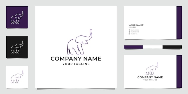 Vektor minimalistisches elefant-strichzeichnungs-logo-design