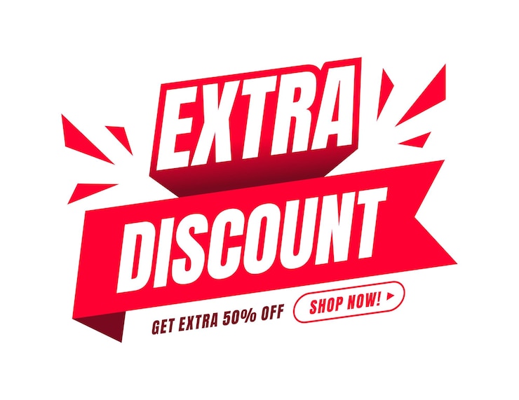 Vektor minimalistisches extra discount-vektorbanner mit band und extrude-effekt für das social-media-label