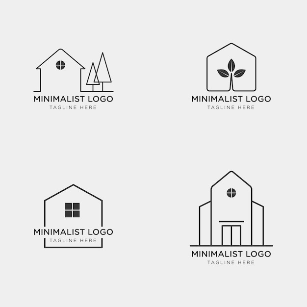 Vektor minimalistisches hauslogo mit einfachem grünem haus im durchgehenden linienstil