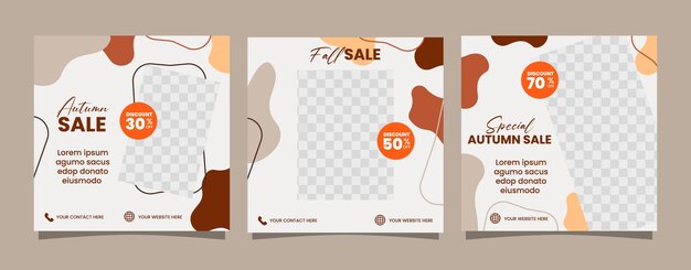 Vektor minimalistisches herbst-sale-banner für soziale medien nach der herbstsaison