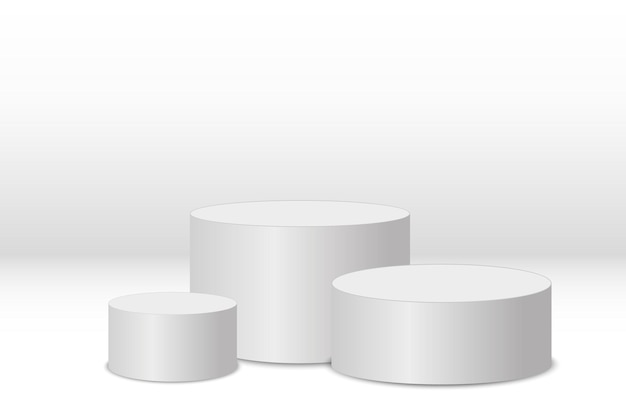 Minimalistisches leeres Podium mit sanfter Beleuchtung und Schatten bereit für die Ausstellung von Produkten