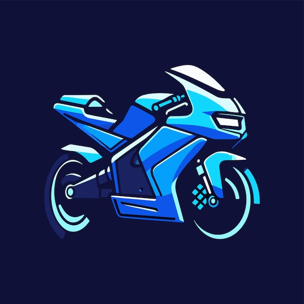 Vektor minimalistisches logo für ein motorradblau