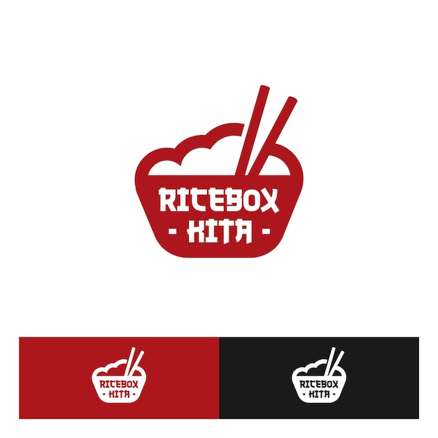 Minimalistisches logokonzept für ricebox oder asiatisches essen