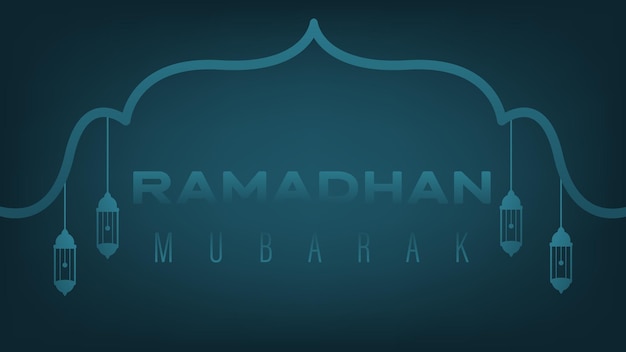 minimalistisches und modernes ramadan-vorlagendesign mit moschee- und laternenverzierung