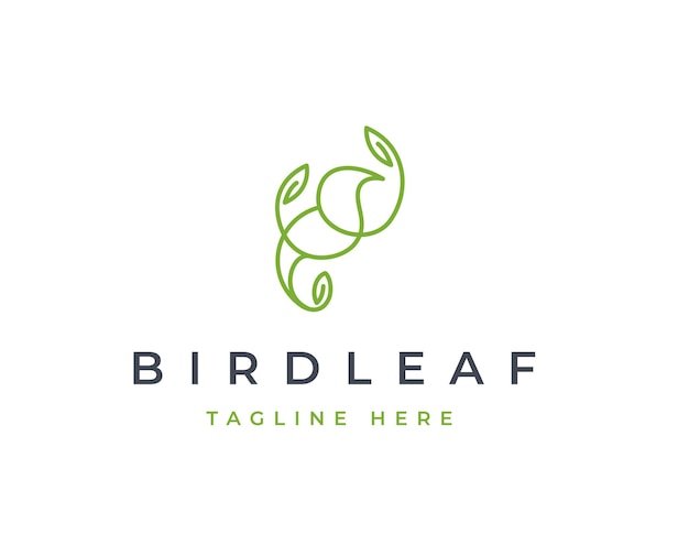 Minimalistisches vogelblatt-logo mit klaren und eleganten linien stildesign-vektorillustration