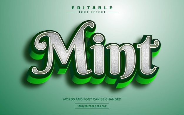 Mint 3d bearbeitbare texteffektvorlage