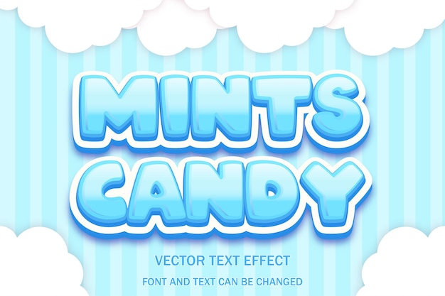 Mints Candy niedlich kawaii Wolke 3d editierbarer Texteffekt Schriftart Typografie Schriftzug Vorlage Hintergrund