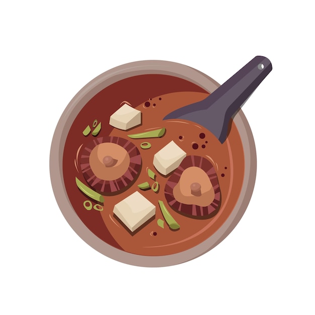 Miso-suppen-vektor-illustration auf weißem hintergrund