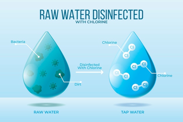 Mit chlor desinfiziertes rohwasser