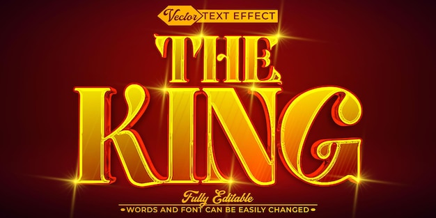 Mittelalterliche golden siny the king vektorbearbeitbare texteffektvorlage