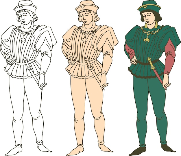 Vektor mittelalterlicher mann in historischem kostüm