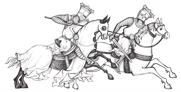 Vektor mittelalterlicher ritter .king.rider in postrüstung zu pferd.