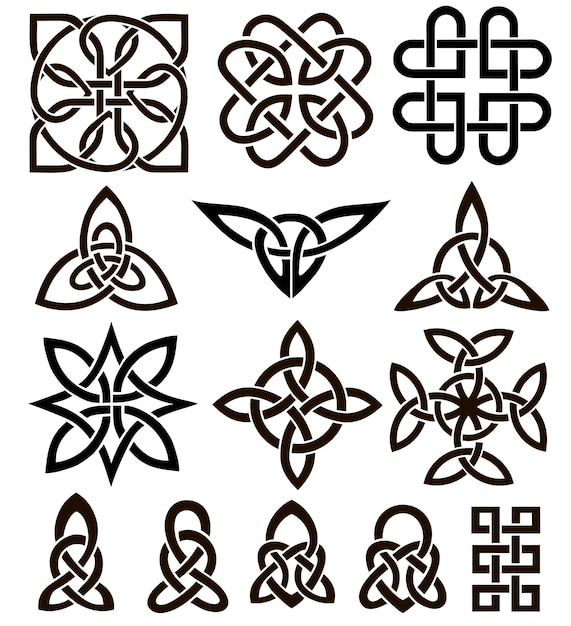 Mittelalterliches keltisches knoten-tätowierungsset keltische irische knotenverzierung keltische symbole symbol für endlose knotenform