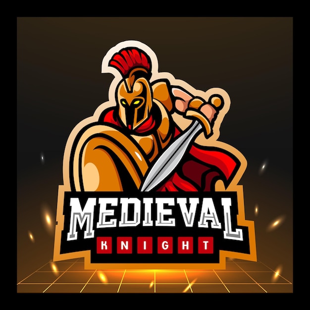 Mittelalterliches rittermaskottchen esport-logo-design