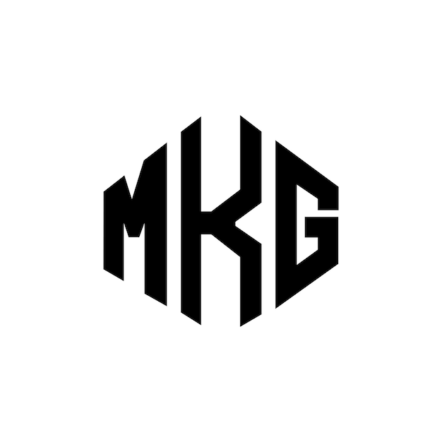 Mkg buchstaben-logo-design mit polygon-form mkg polygon- und würfelform logo-design mkg sechseck-vektor-logos-schablone weiße und schwarze farben mkg monogramm geschäft und immobilien-logo