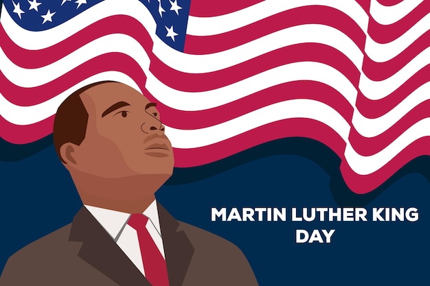 Mlk oder martin luther king tag hintergrundillustration in flachem design