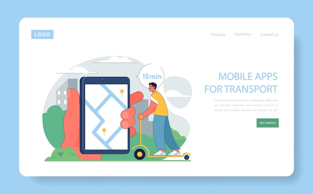 Mobile apps für das transportkonzept benutzer mit scooter überprüfung der route auf der navigations-app digital