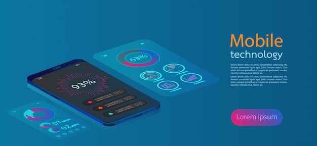 Vektor mobile bildschirme moderne infografik.