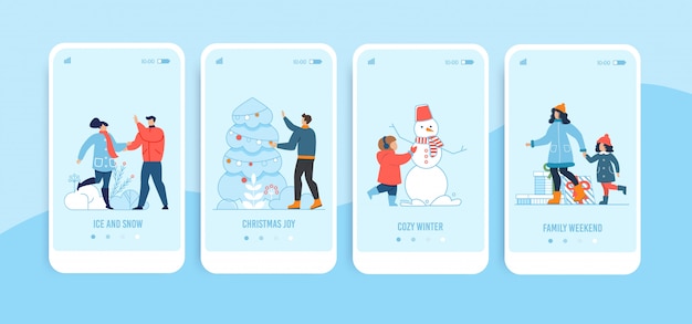 Mobile Landing Page Set für Weihnachten und Neujahr