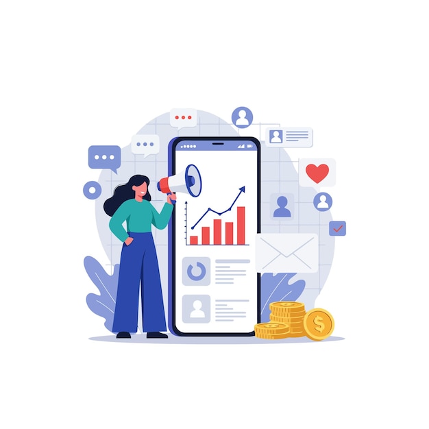 Mobile Marketing-Strategie Wachstum Erfolg Frau Megafon