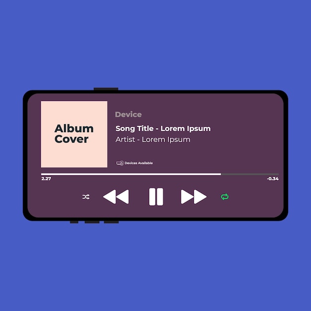Mobile Music Player Vector Illustration für digitale und gedruckte Verwendung isoliert in lila Hintergrund