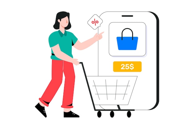 Mobile Shopping Flat Style Design Vektor-Illustration. Abbildung auf Lager