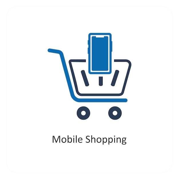 Mobile Shopping und Online-Shopping-Ikone-Konzept