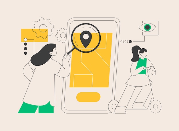 Mobile Tracking Soft Abstract Concept Vektor Illustration Überwachung Software Navigation mobile App
