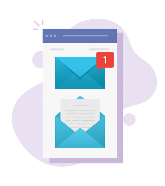 Mobiler Brief der digitalen Post ungelesen und flaches Cartoon-Onboard-Bildschirm-App-Design gelesen