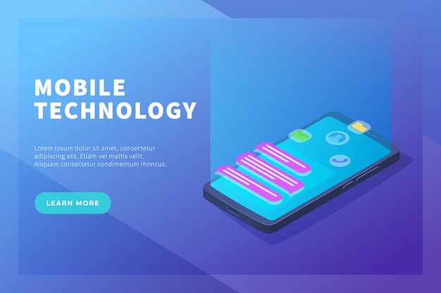 Mobiles technologiekonzept mit smartphone-banner