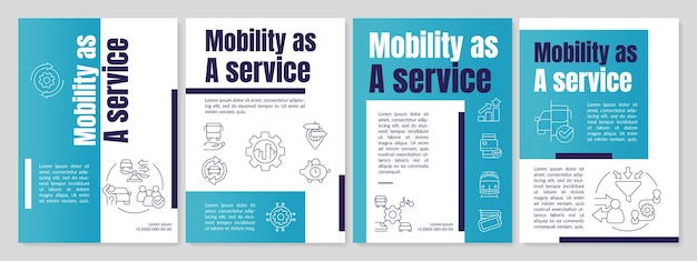 Vektor mobilität als service für passagiere blaue broschürenvorlage