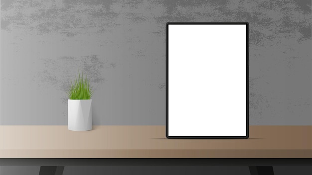 Mock-up-Poster-Vintage-Altrahmen mit Retro-Kommode, Hipster-Innenhintergrund, 3D-Rendering
