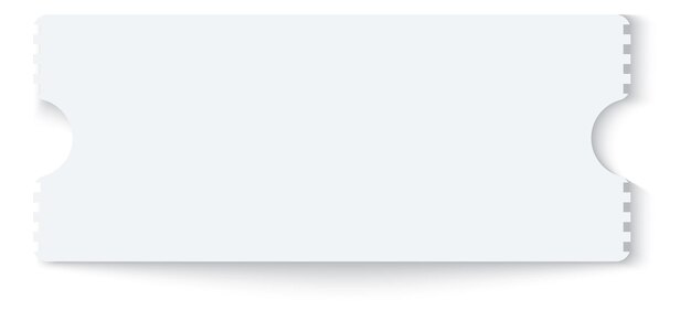 Vektor mockup für ein leeres ticket, realistischer weißer papieraufenthalt.