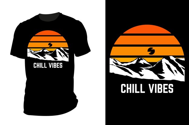 Mockup t-shirt silhouette chill vibes retro vintage