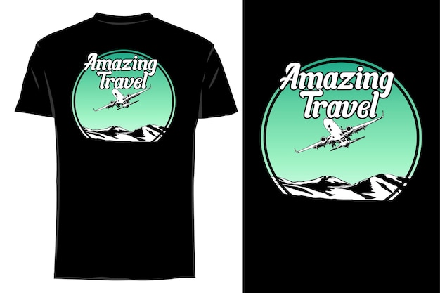 Mockup t-shirt silhouette erstaunliche reise retro vintage