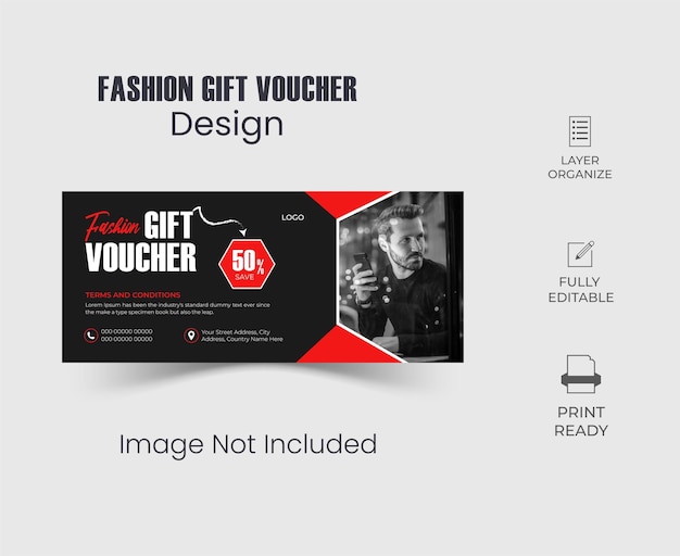 Mode-Geschenkgutschein-Designvorlage mit modernem Layout
