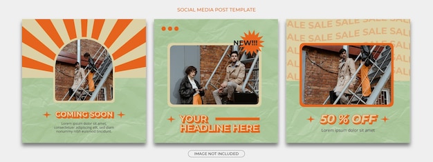Mode mit Social-Media-Beitragsvorlage im Retro-Stil