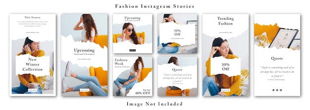 Vektor mode social media instagram geschichten und feed post bundle kit vorlage