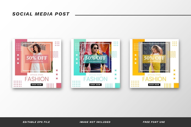 Mode social media post template set