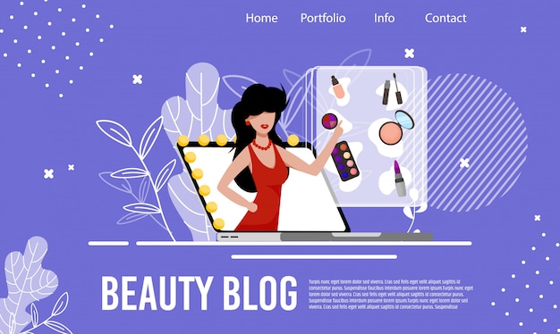 Vektor modekosmetik bewertung beauty blog landing page